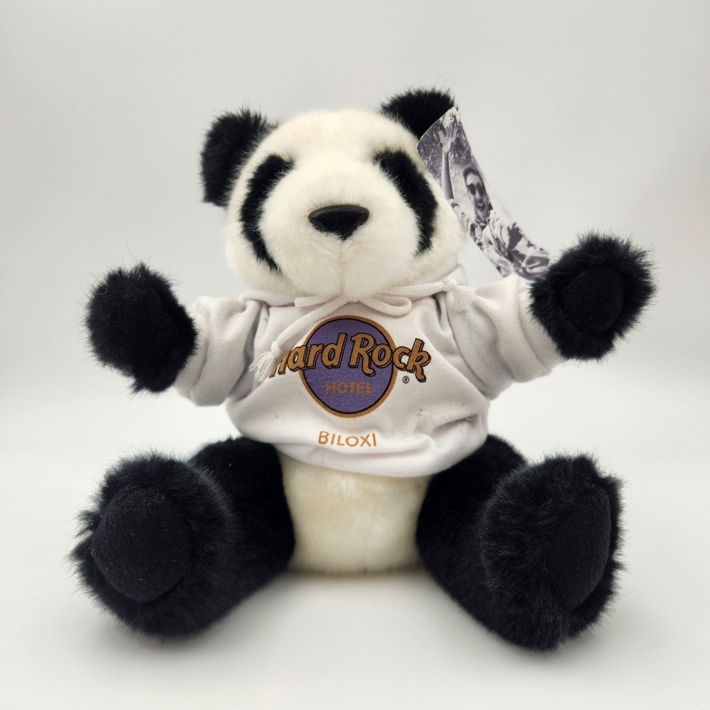VTG‎ Hard Rock Hotel Biloxi Panda Hoodie Bear Plush 2017 Black White New W/ Tags